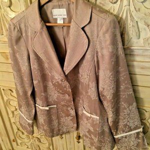 NEW QVC SUSAN GRAVER FLORAL JACQUARD BROCADE PRINCESS FIT BLAZER JACKET M